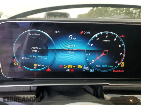 2021 Mercedes-Benz GLE 53 AMG with VIN 4JGFB6BB0MA442164, listed as a Copart auction lot 42357015 with 72,364 mi miles and Salvage title. Bid and sale history available at DreamBid. Image 9.