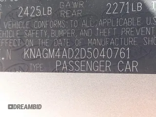 2013 Kia Optima EX with VIN KNAGM4AD2D5040761, listed as a IAAI auction lot 42460106 with 117,572 mi miles and . Bid and sale history available at DreamBid. Image 9.