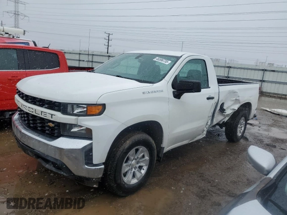 2021 Chevrolet Silverado 1500 Work Truck with VIN 3GCNWAEF8MG344569, listed as a Copart auction lot 46596735 with 57,350 mi miles and Salvage Title. Bid and sale history available at carsss.com. Image 1.