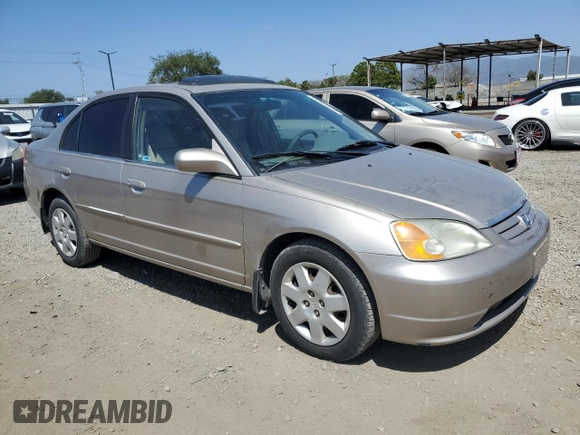 2002 Honda Civic EX with VIN 1HGES26782L025456, listed as a Copart auction lot 54395665 with 191,994 mi miles and Salvage Title. Bid and sale history available at DreamBid. Image 4.