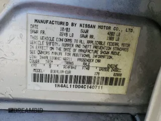 2004 Nissan Altima S with VIN 1N4AL11D04C140711, listed as a Copart auction lot 52951705 with 259,417 mi miles and Salvage Title. Bid and sale history available at carsss.com. Image 12.