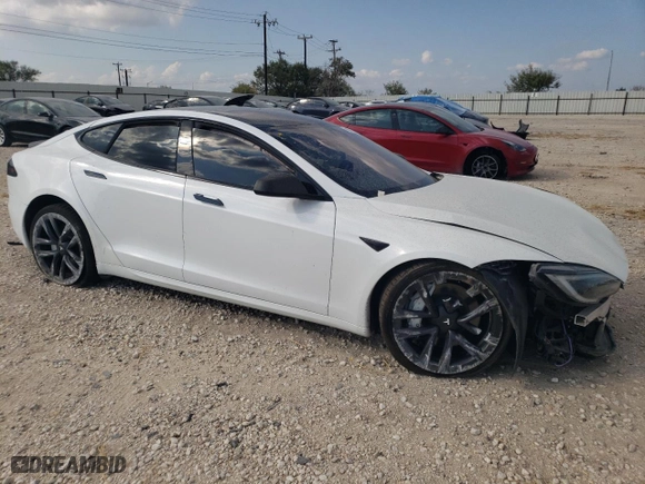 2023 Tesla Model S with VIN 5YJSA1E51PF518503, listed as a Copart auction lot 78571824 with 0 mi miles and Salvage Title. Bid and sale history available at carsss.com. Image 4.