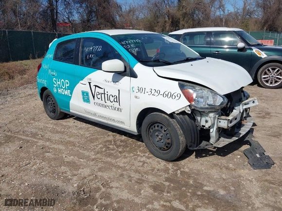 2015 Mitsubishi Mirage DE with VIN ML32A3HJ1FH031355, listed as a IAAI auction lot 41747772 with 96,234 mi miles. Bid and sale history available at carsss.com. Image 1.