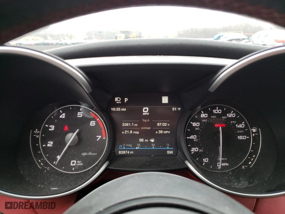 2021 Alfa Romeo Giulia Ti with VIN ZARFANBN4M7647744, listed as a Copart auction lot 51036045 with 83,974 mi miles and Salvage Title. Bid and sale history available at carsss.com. Image 9.