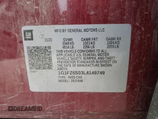 2020 Chevrolet Bolt EV Premier with VIN 1G1FZ6S03L4149749, listed as a Copart auction lot 70351042 with 0 mi miles. Bid and sale history available at carsss.com. Image 13.