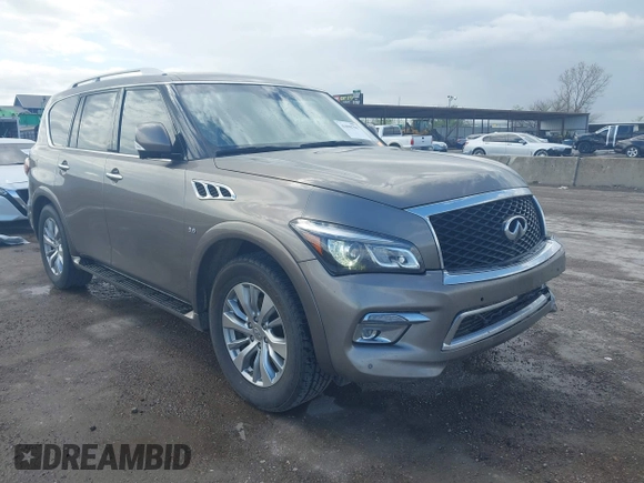 2017 Infiniti QX80 with VIN JN8AZ2NF8H9644800, listed as a IAAI auction lot 41898790 with 129,262 mi miles. Bid and sale history available at carsss.com. Image 1.