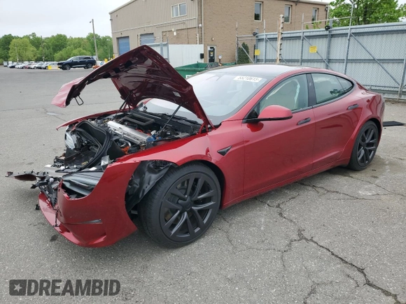 2024 Tesla Model S with VIN 5YJSA1E54RF542748, listed as a Copart auction lot 55210615 with Not provided miles and Salvage title. Bid and sale history available at DreamBid. Image 1.
