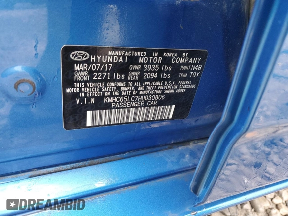 2017 Hyundai Ioniq Blue z VIN KMHC65LC7HU030806, wystawiony jako Copart lot #42713415 z przebiegiem 187 455 mil mil oraz Szkoda całkowita • Salvage title. Historia ofert i sprzedaży dostępna na DreamBid. Obrazek 13.