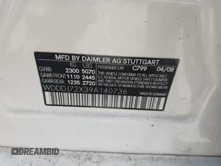 2009 Mercedes-Benz CLS 550 with VIN WDDDJ72X39A140736, listed as a IAAI auction lot 42123417 with Not provided miles and . Bid and sale history available at DreamBid. Image 9.