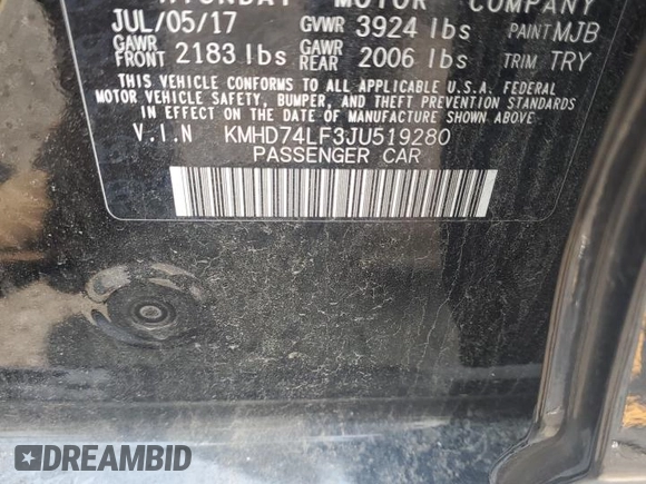 2018 Hyundai Elantra SE z VIN KMHD74LF3JU519280, wystawiony jako Copart lot #60081875 z przebiegiem 43 157 mil mil oraz Szkoda całkowita • Salvage title. Historia ofert i sprzedaży dostępna na DreamBid. Obrazek 13.