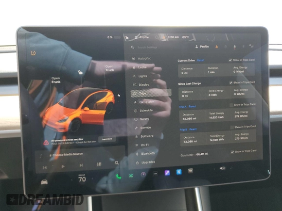 2021 Tesla Model Y Long Range with VIN 5YJYGDEE9MF119974, listed as a Copart auction lot 53794025 with 66,411 mi miles and Salvage Title. Bid and sale history available at DreamBid. Image 9.
