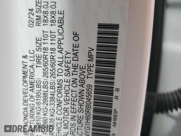 2024 Honda Pilot TrailSport z VIN 5FNYG1H60RB045659, wystawiony jako Copart lot #58575955 z przebiegiem 16 681 mil mil oraz Szkoda całkowita • Salvage title. Historia ofert i sprzedaży dostępna na DreamBid. Obrazek 13.
