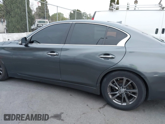 2015 Infiniti Q50 Premium with VIN JN1BV7AP1FM355875, listed as a IAAI auction lot 41777679 with 100,827 mi miles. Bid and sale history available at carsss.com. Image 15.
