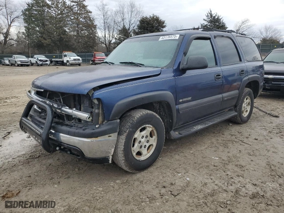 2002 Chevrolet Tahoe LS with VIN 1GNEK13V02R165095, listed as a Copart auction lot 43176475 with 225,561 mi miles and Salvage Title. Bid and sale history available at carsss.com. Image 1.