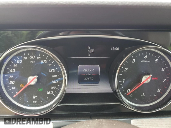 2018 Mercedes-Benz E 400 with VIN WDD1K6FB6JF062324, listed as a Copart auction lot 58595125 with 47,570 mi miles and Salvage title. Bid and sale history available at DreamBid. Image 9.