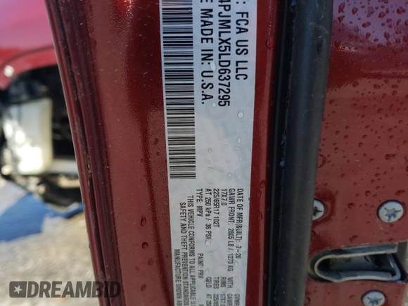 2020 Jeep Cherokee Altitude with VIN 1C4PJMLX5LD637295, listed as a Copart auction lot 47596535 with 101,922 mi miles and Salvage Title. Bid and sale history available at carsss.com. Image 14.