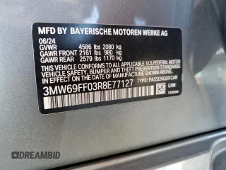 2024 BMW 3 Series 330i with VIN 3MW69FF03R8E77127, listed as a Copart auction lot 43403795 with 0 mi miles and Salvage Title. Bid and sale history available at carsss.com. Image 12.