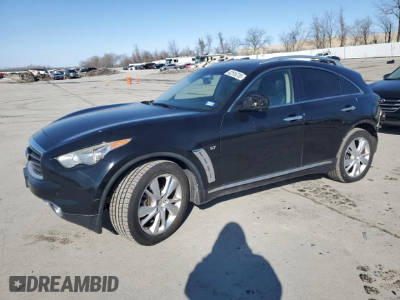 2014 Infiniti QX70 with VIN JN8CS1MU7EM450274, listed as a Copart auction lot 42516735 with 173,483 mi miles and Salvage Title. Bid and sale history available at DreamBid. Image 1.