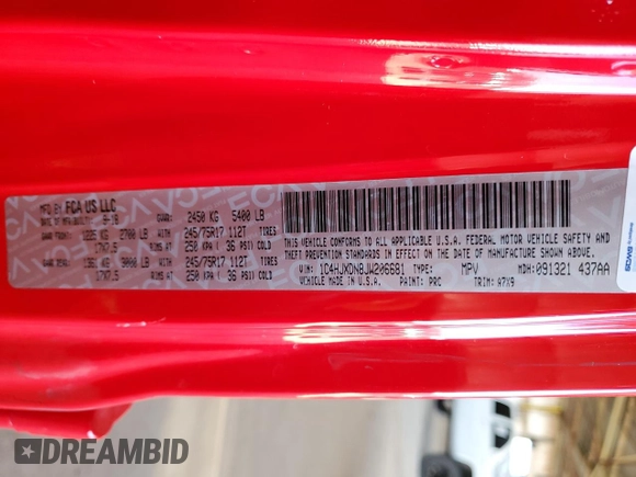 2018 Jeep Wrangler Unlimited Sport z VIN 1C4HJXDN8JW206681, wystawiony jako Copart lot #49619615 z przebiegiem 74 949 mil mil oraz Szkoda całkowita • Salvage title. Historia ofert i sprzedaży dostępna na DreamBid. Obrazek 12.
