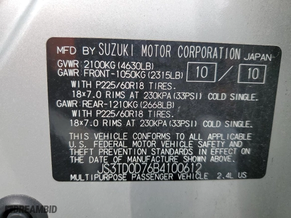 2011 Suzuki Grand Vitara Limited with VIN JS3TD0D76B4100612, listed as a Copart auction lot 44065855 with 167,100 mi miles and Clean Title. Bid and sale history available at carsss.com. Image 13.