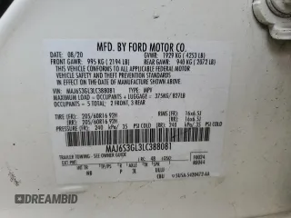 2020 Ford EcoSport SE with VIN MAJ6S3GL3LC388081, listed as a Copart auction lot 47822245 with 90,345 mi miles and Salvage Title. Bid and sale history available at DreamBid. Image 12.