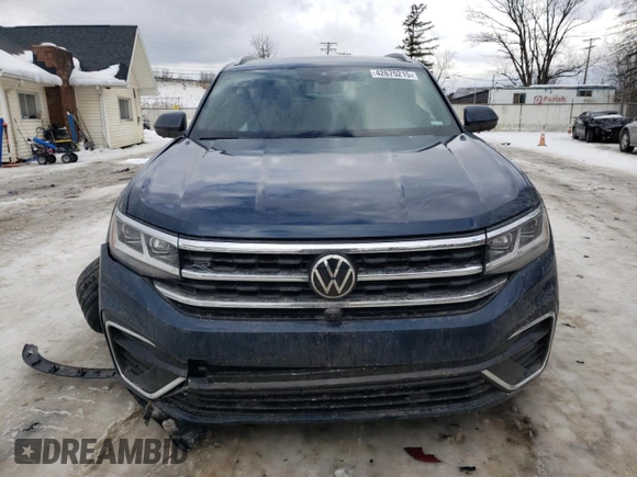 2021 Volkswagen Atlas SEL Premium R-Line with VIN 1V2FE2CA3MC206217, listed as a Copart auction lot 42675215 with 61,723 mi miles and Salvage title. Bid and sale history available at DreamBid. Image 5.