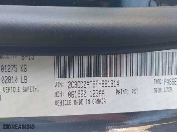 2015 Dodge Challenger R/T with VIN 2C3CDZAT9FH861314, listed as a IAAI auction lot 41373091 with 32,615 mi miles. Bid and sale history available at carsss.com. Image 9.