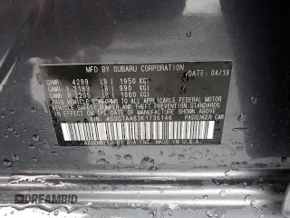 2019 Subaru Impreza with VIN 4S3GTAA63K1735146, listed as a Copart auction lot 51778675 with 63,755 mi miles and Salvage Title. Bid and sale history available at carsss.com. Image 12.