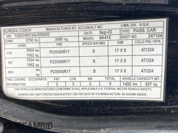 2004 Cadillac DeVille Limousine z VIN 1GEEH90Y24U550055, wystawiony jako Copart lot #42157535 z przebiegiem 44 344 mil mil oraz Czysty tytuł • Clean title. Historia ofert i sprzedaży dostępna na DreamBid. Obrazek 10.