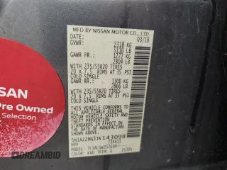2018 Nissan Murano S z VIN 5N1AZ2MG3JN143098, wystawiony jako Copart lot #55464205 z przebiegiem 98 243 mil mil oraz Szkoda całkowita • Salvage title. Historia ofert i sprzedaży dostępna na DreamBid. Obrazek 13.