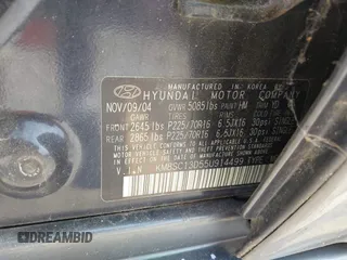 2005 Hyundai Santa Fe GLS with VIN KM8SC13D55U914499, listed as a IAAI auction lot 42587492 with 198,141 mi miles and . Bid and sale history available at DreamBid. Image 9.