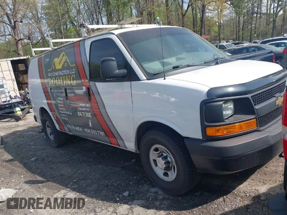 2014 Chevrolet Express Cargo Van with VIN 1GCWGFCA8E1199409, listed as a IAAI auction lot 41936092 with 304,367 mi miles. Bid and sale history available at carsss.com. Image 1.