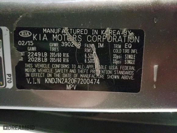 2015 Kia Soul with VIN KNDJN2A20F7200474, listed as a Copart auction lot 44529895 with 121,984 mi miles and Salvage Title. Bid and sale history available at carsss.com. Image 12.