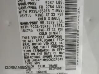 2012 Nissan Murano SL with VIN JN8AZ1MW2CW224343, listed as a Copart auction lot 53629575 with 104,626 mi miles and Salvage Title. Bid and sale history available at DreamBid. Image 15.