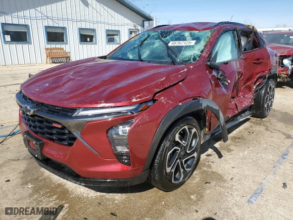 2025 Chevrolet Trax 2RS with VIN KL77LJEP8SC037023, listed as a Copart auction lot 48767125 with 0 mi miles and Salvage Title. Bid and sale history available at carsss.com. Image 1.