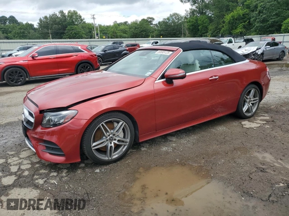 2018 Mercedes-Benz E 400 with VIN WDD1K6FB6JF062324, listed as a Copart auction lot 58595125 with 47,570 mi miles and Salvage title. Bid and sale history available at DreamBid. Image 1.