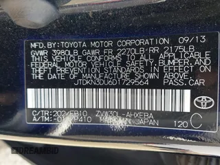 2013 Toyota Prius One with VIN JTDKN3DU6D1729564, listed as a IAAI auction lot 41787817 with 130,153 mi miles. Bid and sale history available at carsss.com. Image 9.