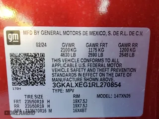 2024 GMC Terrain Denali with VIN 3GKALXEG1RL270854, listed as a Copart auction lot 47310935 with 9,698 mi miles and Salvage Title. Bid and sale history available at carsss.com. Image 14.