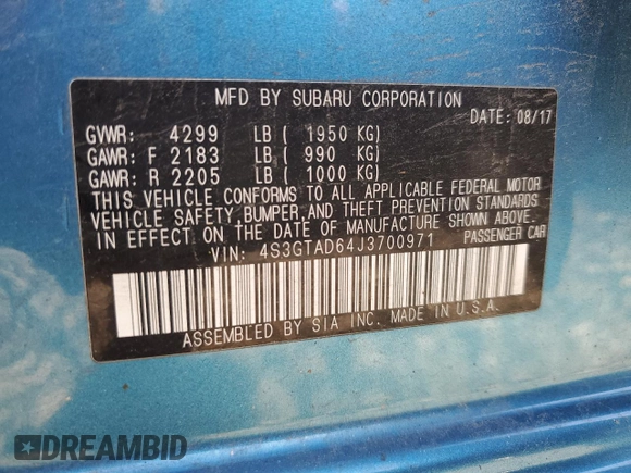 2018 Subaru Impreza Premium z VIN 4S3GTAD64J3700971, wystawiony jako Copart lot #53207115 z przebiegiem 145 846 mil mil oraz Czysty tytuł • Clean title. Historia ofert i sprzedaży dostępna na DreamBid. Obrazek 12.