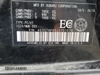 2018 Subaru Impreza with VIN 4S3GTAF65J1751579, listed as a Copart auction lot 61690535 with 77,316 mi miles and Salvage title. Bid and sale history available at DreamBid. Image 13.