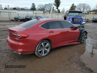 2021 Acura TLX w/Advance Package with VIN 19UUB5F67MA009722, listed as a Copart auction lot 43056775 with 27,394 mi miles and Salvage Title. Bid and sale history available at carsss.com. Image 3.
