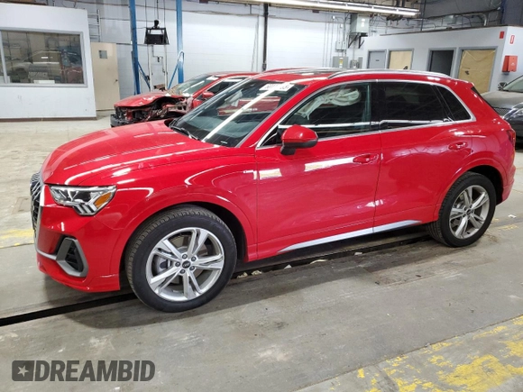 2023 Audi Q3 S line Premium Plus with VIN WA1EECF35P1040308, listed as a Copart auction lot 60119435 with 12,244 mi miles and Salvage title. Bid and sale history available at DreamBid. Image 1.