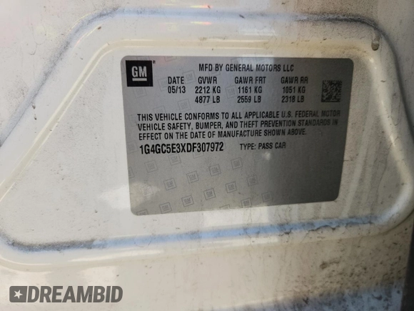 2013 Buick LaCrosse Leather z VIN 1G4GC5E3XDF307972, wystawiony jako Copart lot #61284425 z przebiegiem 108 267 mil mil oraz Czysty tytuł • Clean title. Historia ofert i sprzedaży dostępna na DreamBid. Obrazek 12.