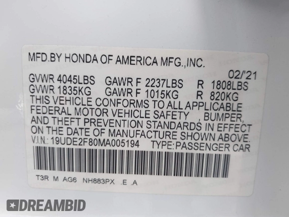 2021 Acura ILX Premium with VIN 19UDE2F80MA005194, listed as a IAAI auction lot 41477925 with 32,857 mi miles and . Bid and sale history available at DreamBid. Image 9.