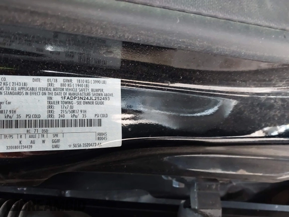 2018 Ford Focus Titanium с VIN 1FADP3N24JL252493, выставлен на аукционе IAAI как лот 41810980 с пробегом 119 998 миль миль и . История ставок и продаж доступна на DreamBid. Изображение 9.