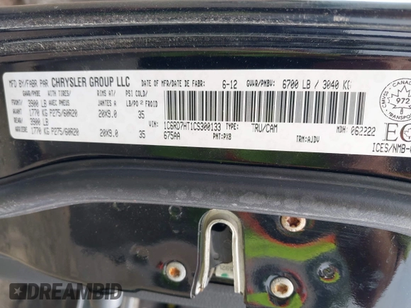 2012 Ram 1500 Sport с VIN 1C6RD7HT1CS300133, выставлен на аукционе IAAI как лот 42248688 с пробегом 160 675 миль миль и . История ставок и продаж доступна на DreamBid. Изображение 9.