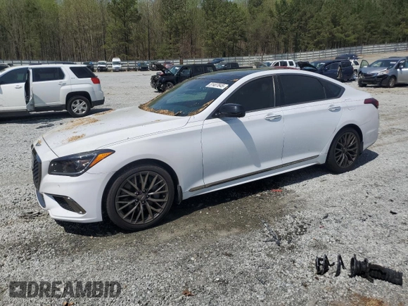 2019 Genesis G80 3.3T Sport with VIN KMHGN4JBXKU301437, listed as a Copart auction lot 51407845 with 55,678 mi miles and Salvage Title. Bid and sale history available at carsss.com. Image 1.