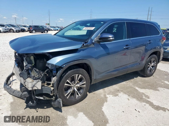 2019 Toyota Highlander LE z VIN 5TDZZRFH0KS324788, wystawiony jako Copart lot #56583055 z przebiegiem 167 001 mil mil oraz Szkoda całkowita • Salvage title. Historia ofert i sprzedaży dostępna na DreamBid. Obrazek 1.