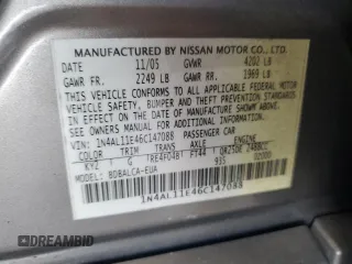 2006 Nissan Altima 2.5 S with VIN 1N4AL11E46C147088, listed as a Copart auction lot 49548465 with 134,610 mi miles and Salvage Title. Bid and sale history available at carsss.com. Image 14.