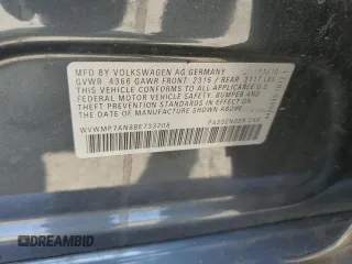 2011 Volkswagen CC Sport с VIN WVWMP7AN8BE733208, выставлен на аукционе Copart как лот 60880255 с пробегом 127 335 миль миль и Чистый • Clean title. История ставок и продаж доступна на DreamBid. Изображение 12.